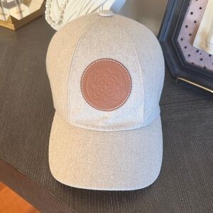 Beige Hermes cashmere Cap with Brown Leather Patch